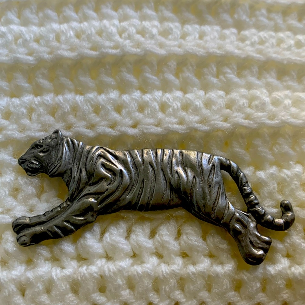 Vintage Pewter Tiger Pin
